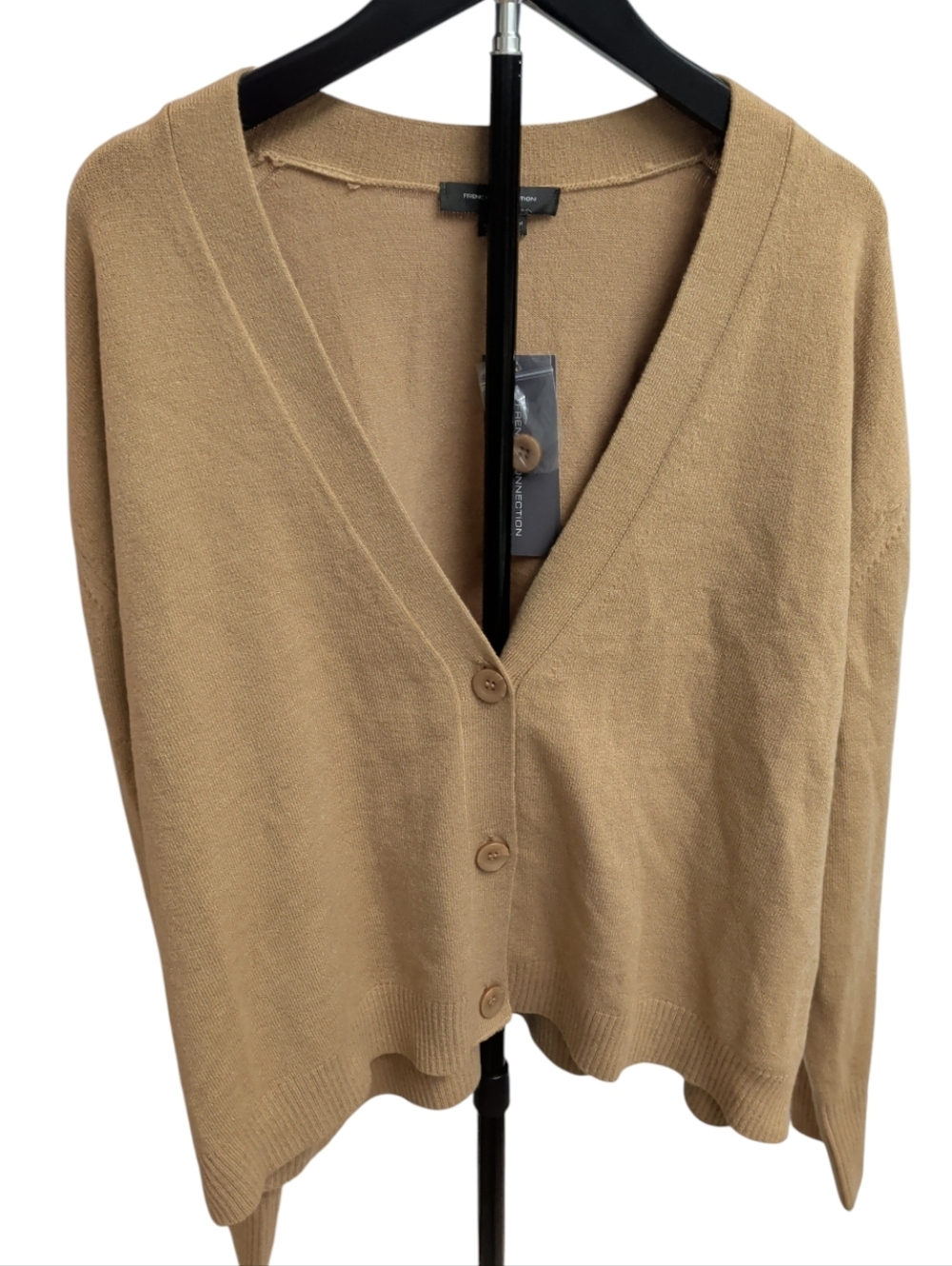Retail$98 NWT French Connection Drop Shoulder Women's Tan Cardigan Sweater